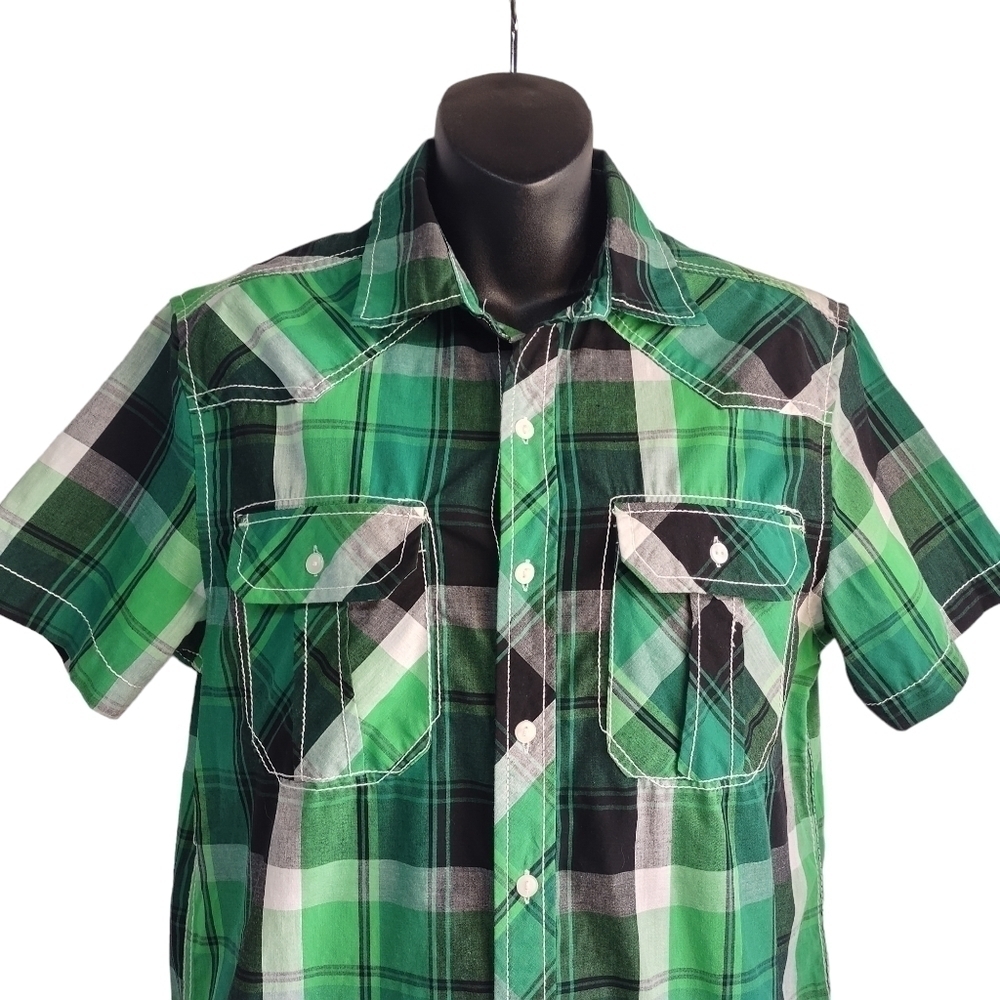 Route 66 Men's Green Black Plaid Button Down Shirt Size S - Picture 4 of 9